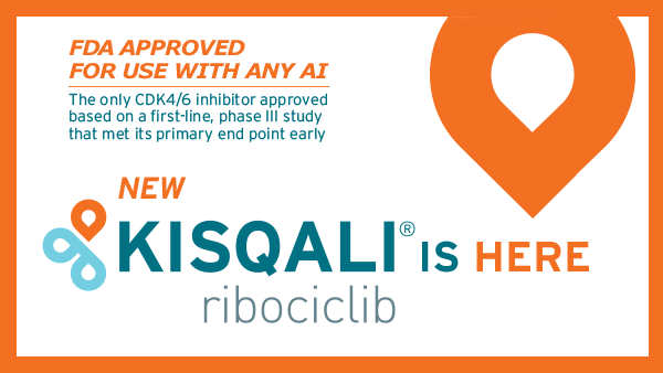FDA approved for use with any AI. The only CDK4/6 inhibitor approved based on a first-line, phase III study that met its primary end point early