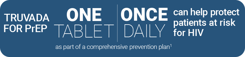 One tablet, once daily, as part of a comprehensive plan, can help protect patients at risk for HIV